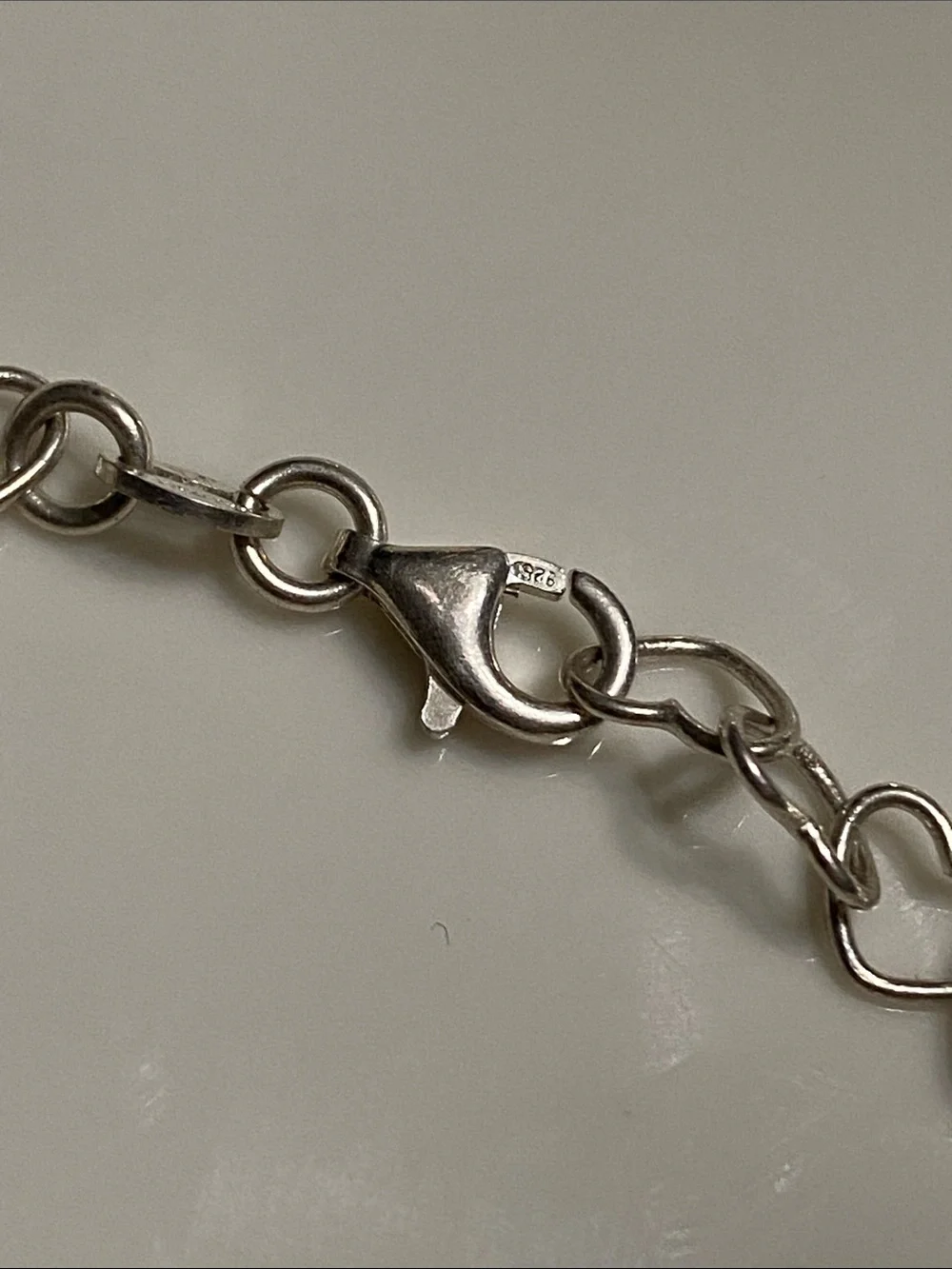 925 Italy Silver Heart Link Bracelet